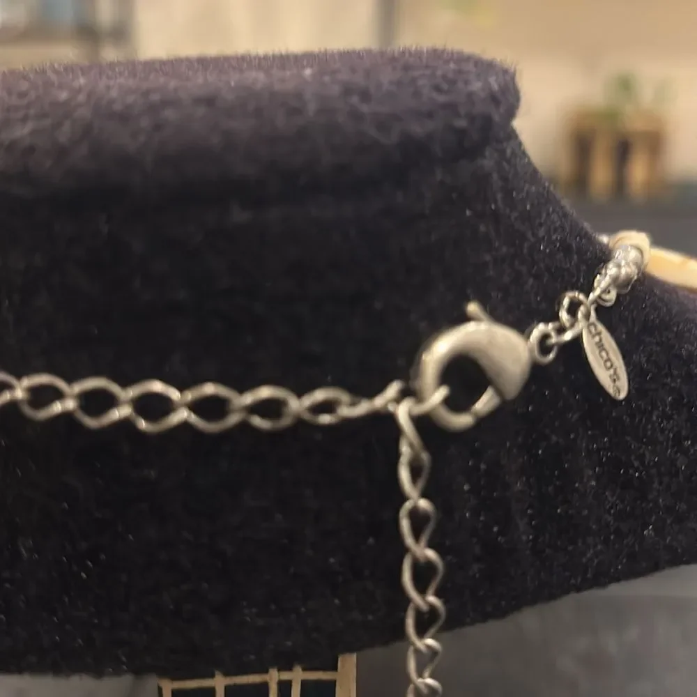 CHICO'S SIGNED Choker Bone Appearance Beaded Necklace Vintage Estate Jewelry​
